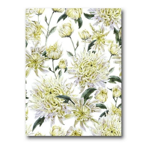 Ancient Yellow Chrysanthemus I 12 in x 8 in Painting Canvas Art Print, by Designart