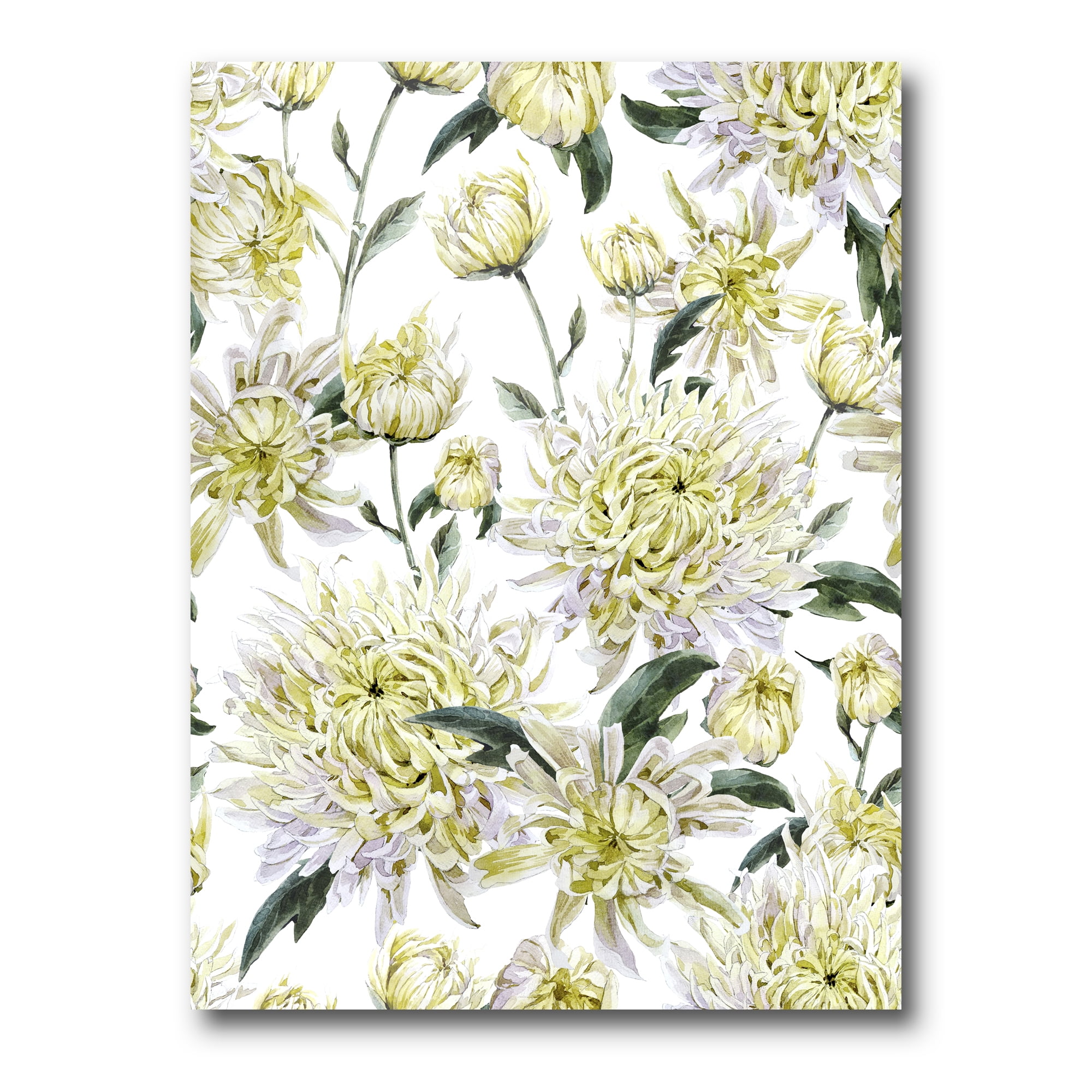 Ancient Yellow Chrysanthemus I 24 in x 32 in Painting Canvas Art Print, by Designart