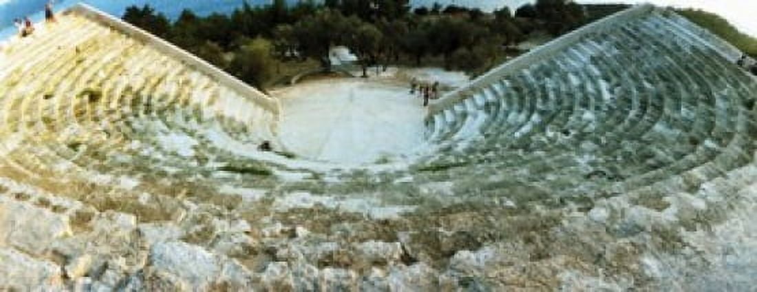 Ancient antique theater in Kas Antalya Province Turkey Canvas Art - Panoramic Images (15 x 6)
