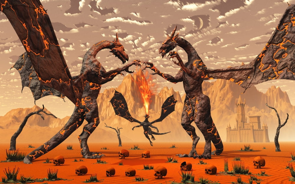 Ancient lava dragons born of fire from the Earths core Canvas Art - Mark StevensonStocktrek Images (18 x 12)