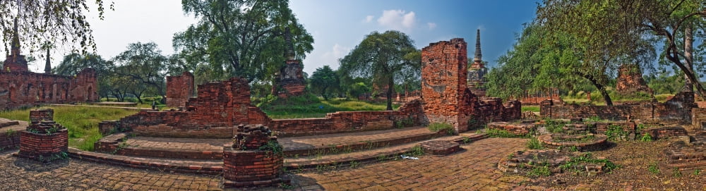 Ancient ruins of Ayutthaya Historical Park Ayuthaya Thailand Canvas Art - Panoramic Images (36 x 12)