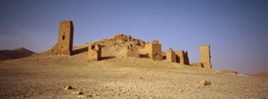 Ancient tombs on a landscape Palmyra Syria Canvas Art - Panoramic Images (36 x 13)