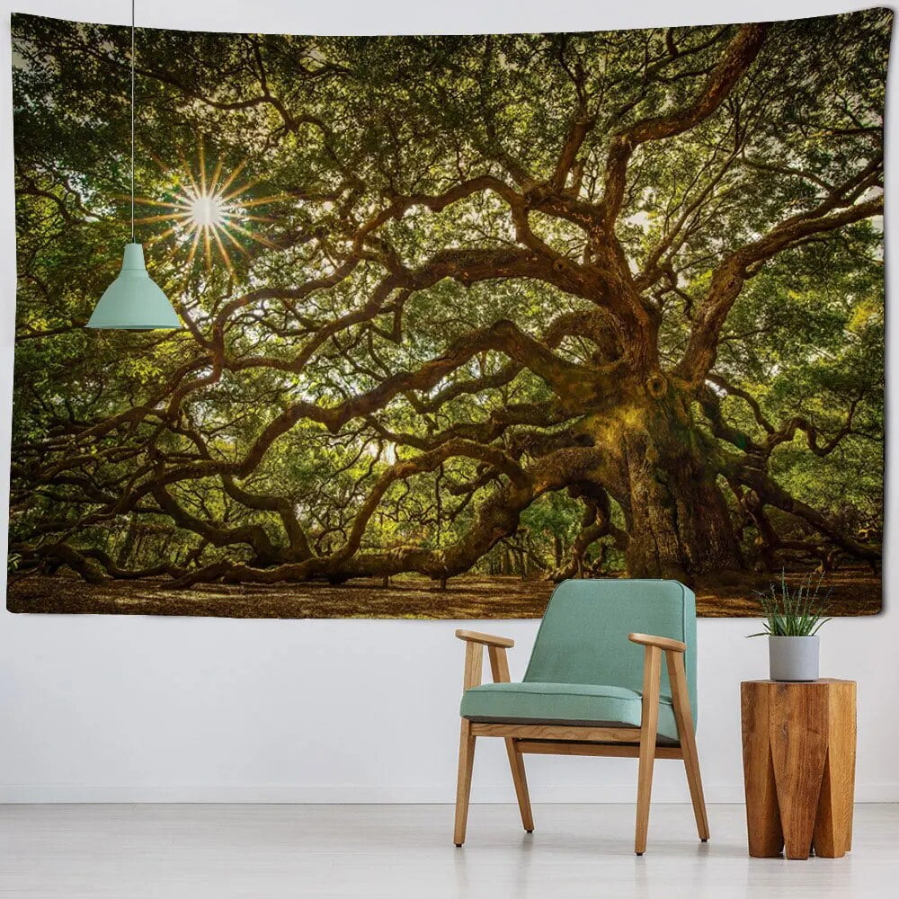 Ancient tree tapestry landscape living room decoration wall hanging