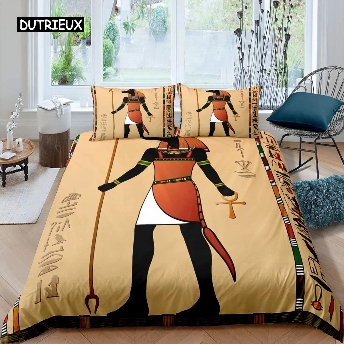Ancit Egypt Duvet Cover Set Egyptian Symbol Bedding Set Vintage Pharaoh