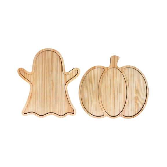 Anckoeil 2 Pack Wooden Serving Tray Set, Decorative Snack Platter for Candy Display Party Table Decor