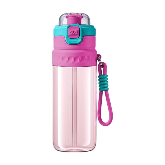 Anckoeil 20.3 fl oz Spray Water Bottle with Straw, Leak-Proof Plastic with Lanyard, for Outdoor Sports & Summer
