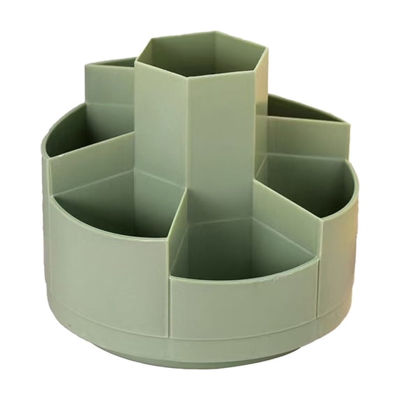 Anckoeil 360° Rotating Pencil Holder, Multi-Compartment Plastic Desktop Organizer with Note Tray for Home Office Vanity