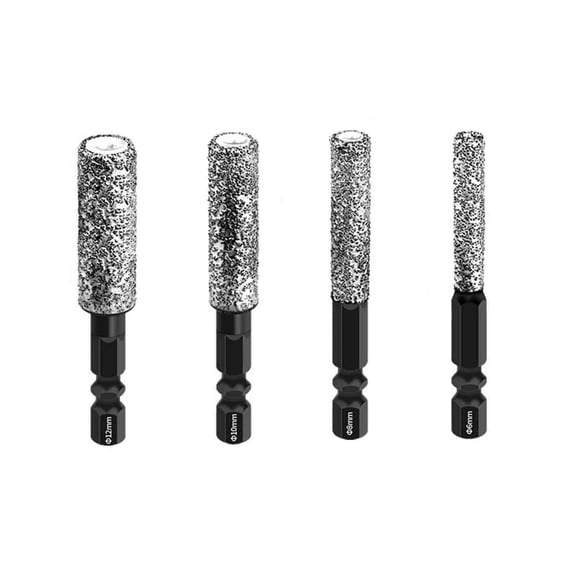 Anckoeil 4-Piece Dry Diamond Drill Bit Set, 6/8/10/12mm Hex Shank Hole Saw for Tile, Ceramic, Granite & Glass