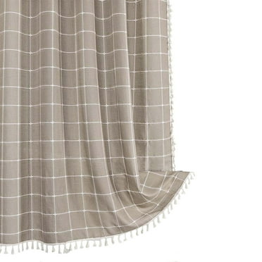Anckoeil 5.91Ft×5.91Ft Bohemian Farmside Shower Curtain,Linen Rustic Heavy Duty Striped Fabric Shower Curtain Set with Tassel, Water Repellent, Bohemian Vintage Countries Cloth Shower