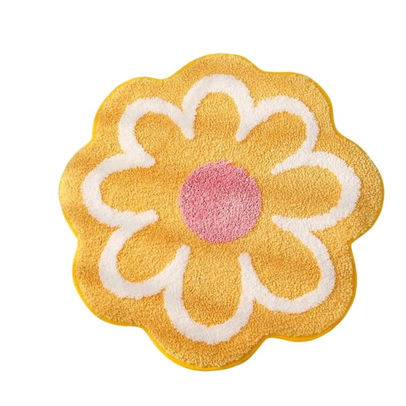 Anckoeil Flower Shape Bath Mat, Soft Absorbent Antiskid Bathroom Floor Rug, Decorative Waterproof Mat, 31.5 x 31.5 in