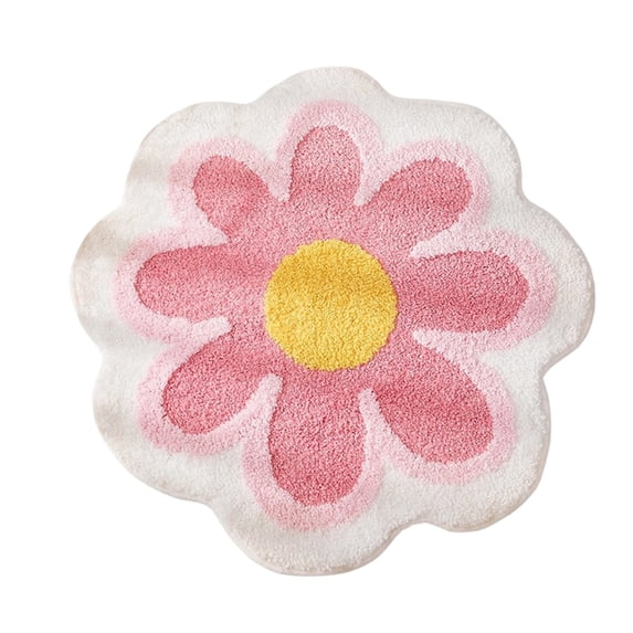 Anckoeil Flower Shape Bath Mat, Soft Absorbent Antiskid Bathroom Floor Rug, Decorative Waterproof Mat, 31.5 x 31.5 in