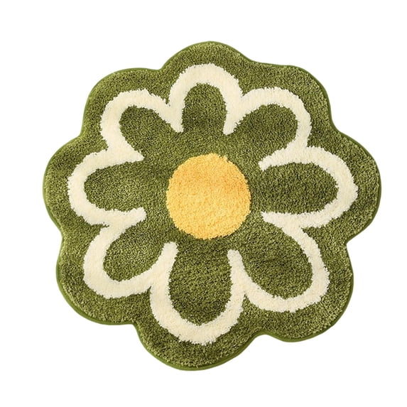 Anckoeil Flower Shape Bath Mat, Soft Absorbent Antiskid Bathroom Floor Rug, Decorative Waterproof Mat, 31.5 x 31.5 in