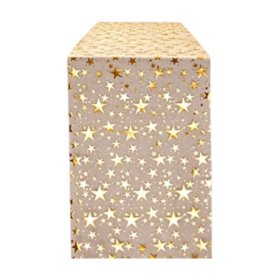 Anckoeil Gold Star Sheer Mesh Table Runner 108x11.02in Transparent Polyester Decor for Wedding Birthday Banquet Table