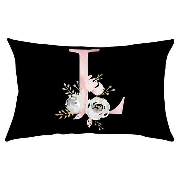Anckoeil Home Decor Alphabet Floral Pillowcase Solid Color Simple Pillowcase