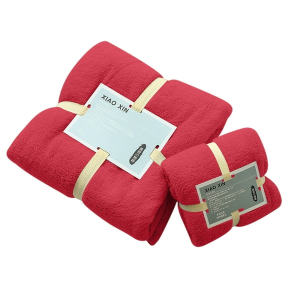 Anckoeil Household Towels High Density Coral Velvet 2 In 1 Bath Towel Face Towel Set Soft Absorbent Bath Towel 28.74" × 51.18", 13.77"×29.52"