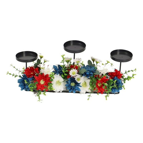 Anckoeil Independence Day Candle Decoration Day Dining Table Centerpiece Simulated Flower Arrangement