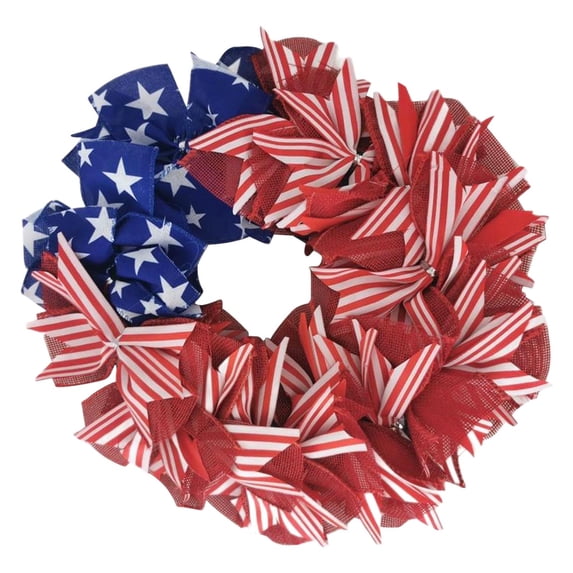 Anckoeil Independence Day Flag Wreath Patriotic Red White And Blue Decorative Wreath For 4th Of July