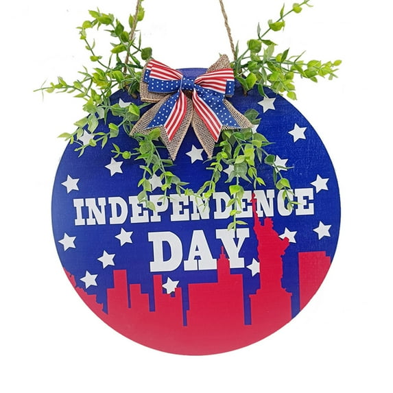 Anckoeil Independence Day Wooden Board Door Decoration Interior Decoration Festival Celebration Hanging Board Decoration