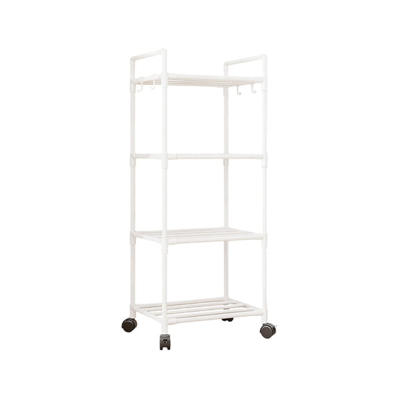 Anckoeil Multi Layer Storage Shelves with Wheels, Floor Standing Rolling Storage Trolley, 16.54 x 12.6 x 54.33 in Plastic Mobile Shelving Unit for Kitchen Bathroom Daily Necessities Organizer
