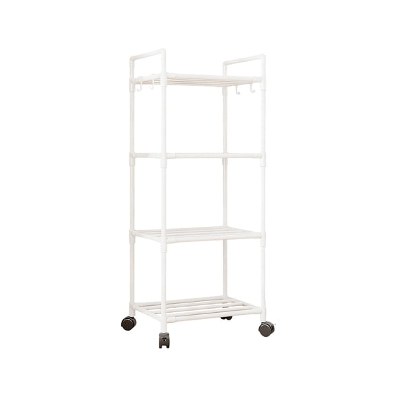 Anckoeil Multi Layer Storage Shelves with Wheels, Floor Standing Rolling Storage Trolley, 16.54 x 12.6 x 54.33 in Plastic Mobile Shelving Unit for Kitchen Bathroom Daily Necessities Organizer
