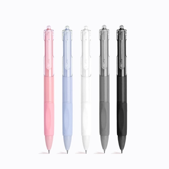 Anckoeil Retractable Black Ballpoint Pens 5 Pack 2ml Ink for Student Exam Office Daily Writing