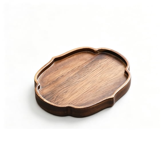 Anckoeil Round Wooden Serving Tray, Small Snack Fruit Platter for Coffee Table Living Room Entryway