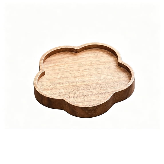 Anckoeil Round Wooden Serving Tray, Small Snack Fruit Platter for Coffee Table Living Room Entryway