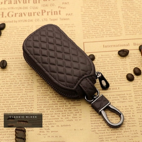 Anckoeil Storage Clearance Genuines Leather Key Fob Holders Car Key Cover Holders AntiScratch Car Key Protector With Zipper