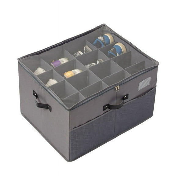 Anckoeil Storage Shoe Storage Box Fabric Foldable Shoe Compartment Organiser Moistureproof Zipper Transparent Lid Storage Boxes