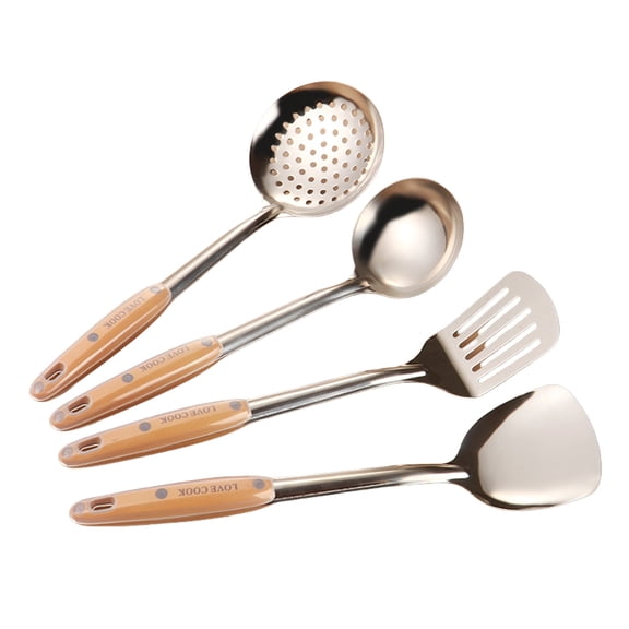 Anckoeil Superior Stainless Steel Kitchen Utensil Set 4 Piece Heavy Duty Cooking Tools Including Spatula Turner Soup Spoon And Strainer Heatresistant Built To Last