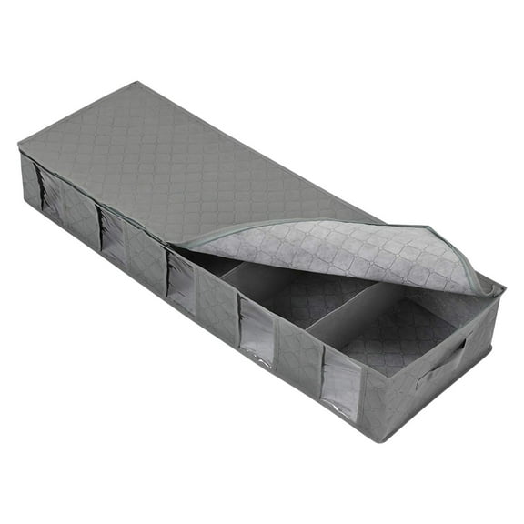 Anckoeil Transparent Long Bedside Storage Box Wardrobe Clothes Storage Box Foldable Small Objects Classification Storage Bag, 38.2 "×13.0 "×5.9"