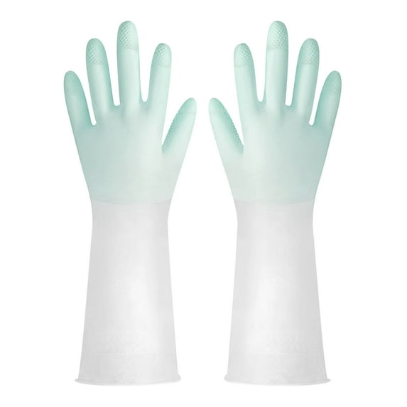 Anckoeil Winter Savins!Reusable Rubber Dishwashing Cleaning Gloves For Kitchen Bathroom Non Slip Grippy Long Dish Washing Gloves With Flocked Liner Flexible Waterproof