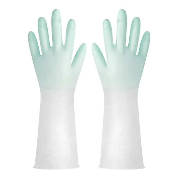 Anckoeil Winter Savins!Reusable Rubber Dishwashing Cleaning Gloves For Kitchen Bathroom Non Slip Grippy Long Dish Washing Gloves With Flocked Liner Flexible Waterproof