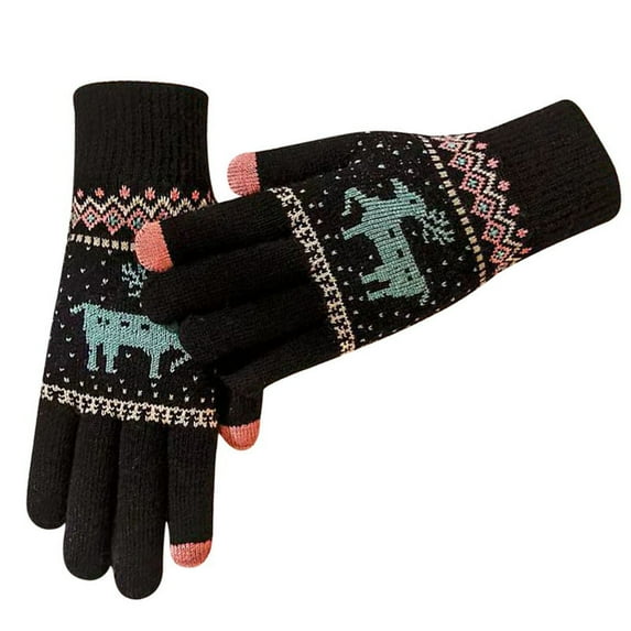 Anckoeil Winter Savins!Winter Knitted Gloves Full Finger Screen Fawn Gloves Warm Women's Outdoor Sunscreen Soft Long Arm Sleeves