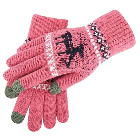 Anckoeil Winter Savins!Winter Knitted Gloves Full Finger Screen Fawn Gloves Warm Women's Outdoor Sunscreen Soft Long Arm Sleeves