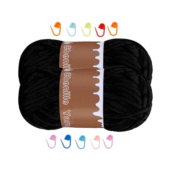 Anckoeil Yarn 2PCS Chenille Fleece Wool Dough Medium Handmade Knitting Crochet Thread Skin Friendly Soft Wool