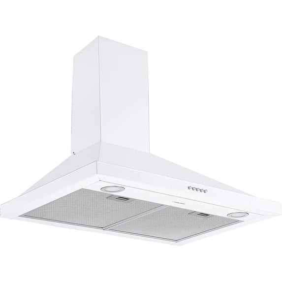 Ancona AN-1558 30" 280 CFM Convertible Wall Mount Pyramid Range Hood in White