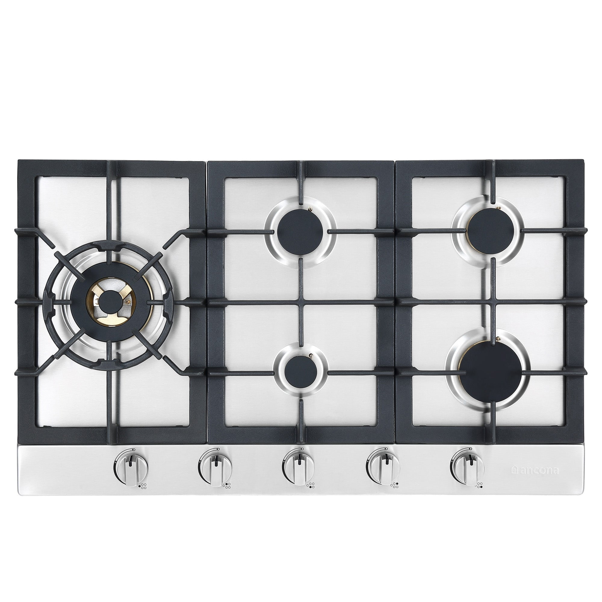 34" Stainless Steel Gas Cooktop with 5 Cast Iron Burners