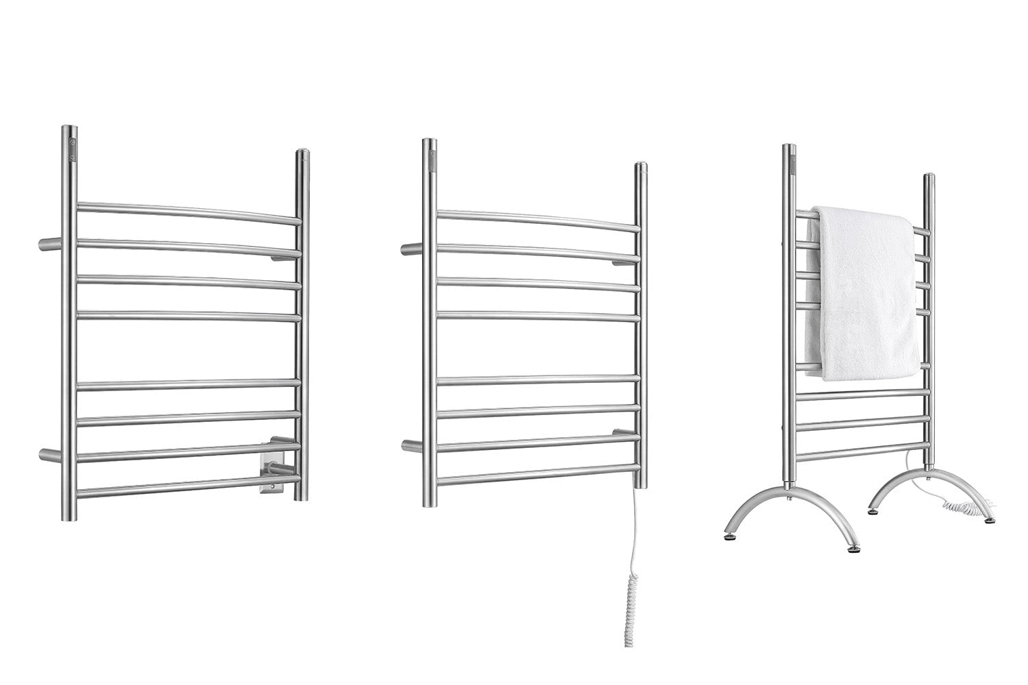 Brushed Stainless Steel 8-Bar Wall Mounted Towel Warmer