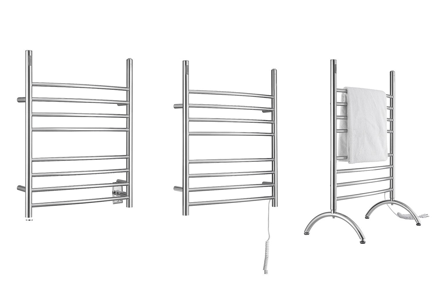 Ancona Imperia 3-in-1 8-Bar Polished Towel Warmer With On-Board Timer