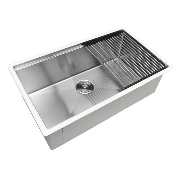 Ancona Prestige 32 in. Undermount Single Kitchen Sink, Ledge