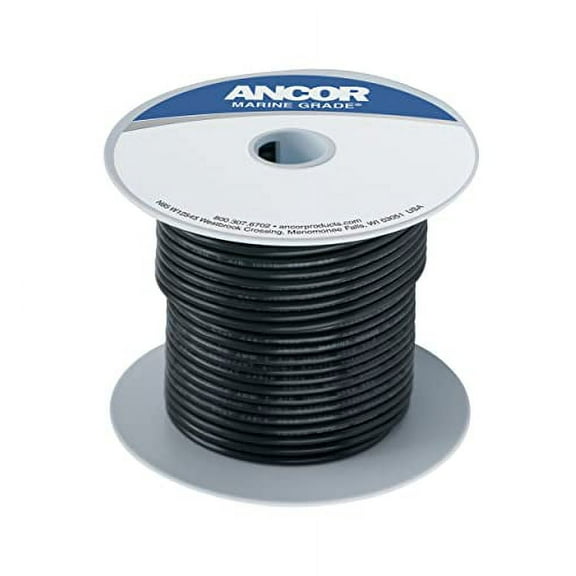 Ancor 104010 Tinned Copper Wire, 14 AWG (2mm2), Black - 100ft