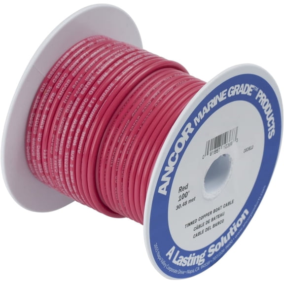 Ancor 106810 Tinned Copper Wire, 12 AWG (3mm2), Red - 100ft