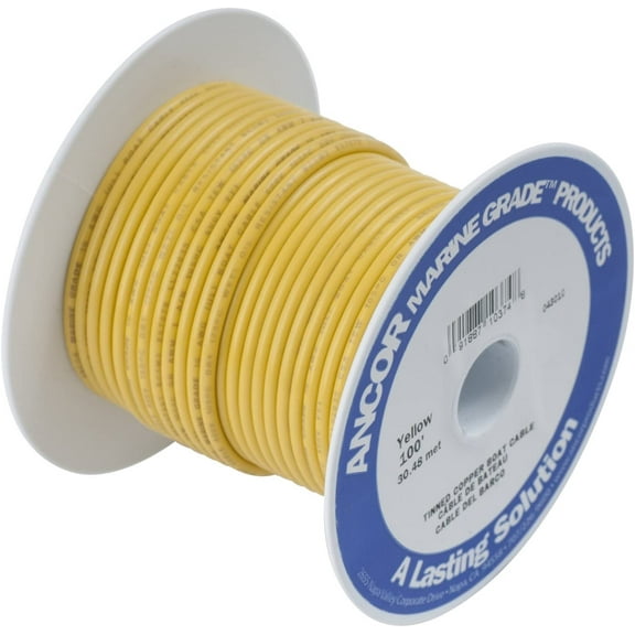 Ancor 107010 Marine Grade Electrical Primary Tinned Copper Boat Wiring (12-Gauge, Yellow, 100-Feet)