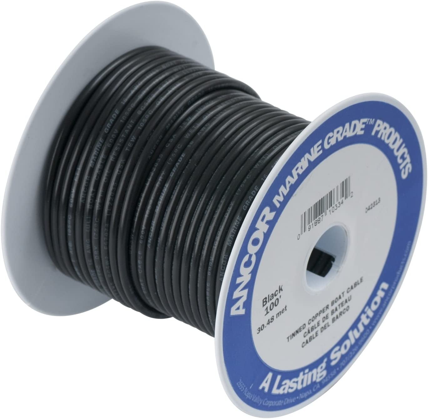 Ancor 117002 Tinned Copper Battery Cable, 2/0 AWG (62mm2), Black - 25ft