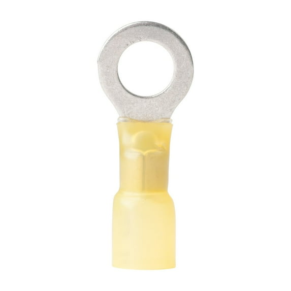 Ancor 312525 Yellow 5/16" Fastener 12-10 Wire Range Heat Shrink Ring Terminals - 25 Pack