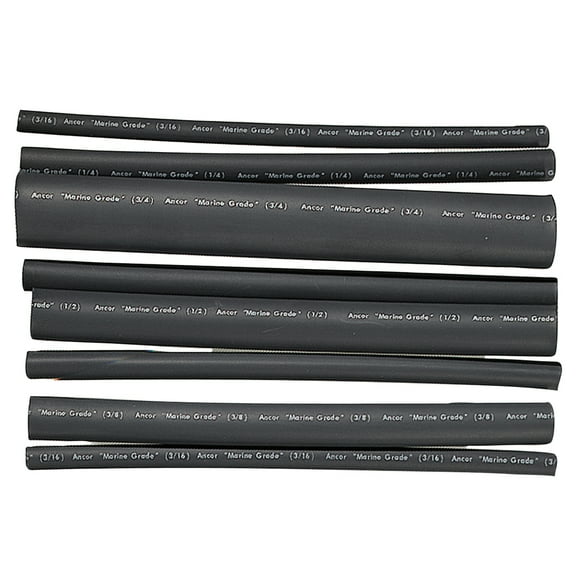 Ancor Marine Grade Adhesive Lined Heat Shrink Tubing Assortment Pack 8pc Black