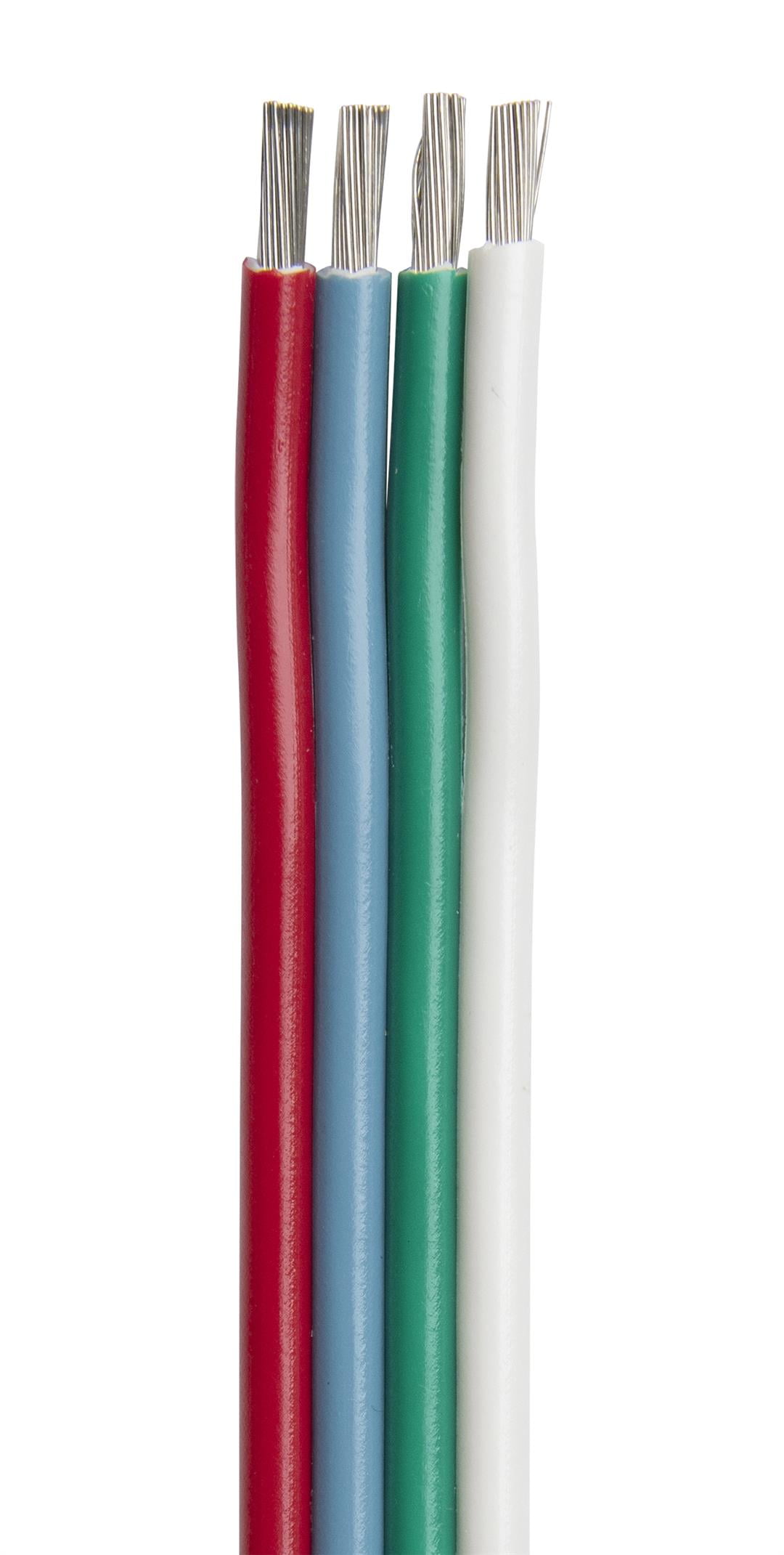100ft Red, Blue, Green, White Flat Ribbon Bonded Cable