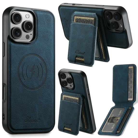 Ancove 2 in 1 Detachable Magnetic Wallet Compatible with iPhone 15 Case with Card Holder Faux Leather Men Women Kickstand Compatible with MagSafe,Blue