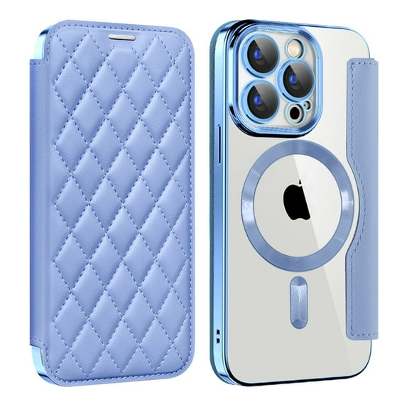 Ancove Compatible with iPhone 15 Pro Max 6.7" Wallet Case, Magnetic Case with RFID Blocking Credit Card Holder, Personalized Leather Textured Flip Phone Casefor iPhone 15 Pro Max,Blue